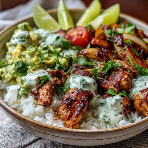 Golden-brown chipotle-spiced chicken thighs and roasted peppers sizzle together on a sheet pan for the Sheet Pan Chicken Tinga Bowl.