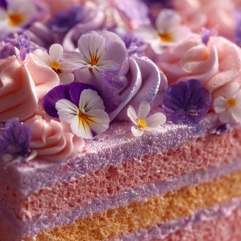 Mini Spring Birthday Layer Cakes with Edible Flowers: pastel vanilla-lemon mini cakes layered with silky buttercream and crowned with fresh edible blossoms.  
