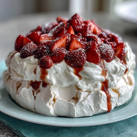Strawberry Pavlova with Cream
