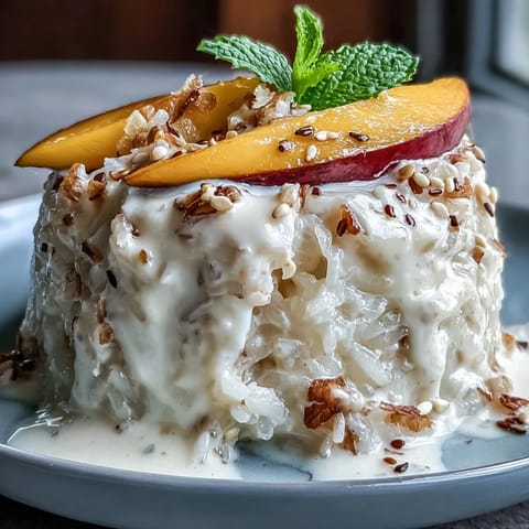 Sweet Mango Sticky Rice Cups, creamy, fresh mangoes, and coconut sauce.
