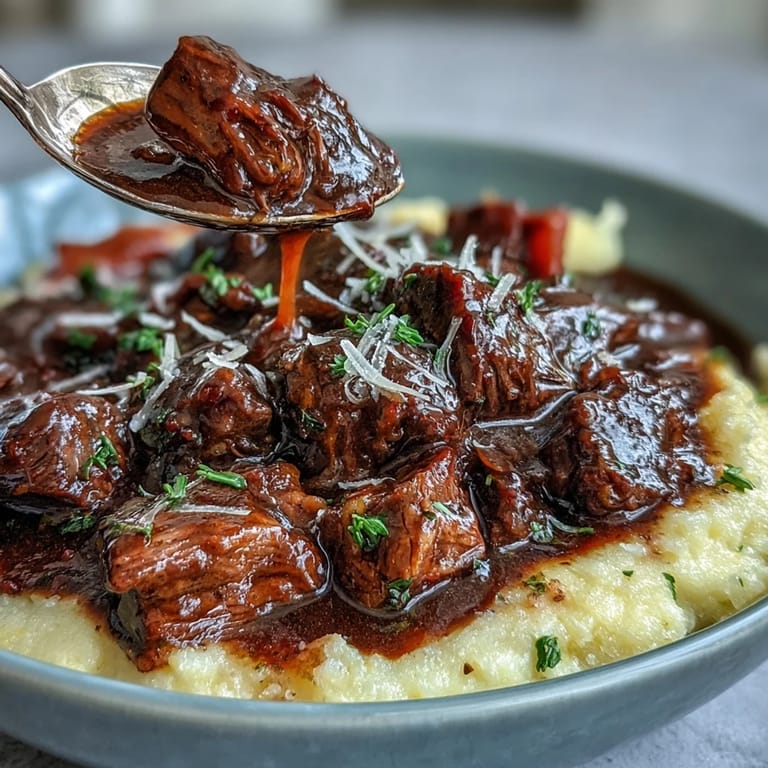 Tender chunks of venison and aromatic vegetables in Sloe Gin and Polenta, topped with fresh thyme.