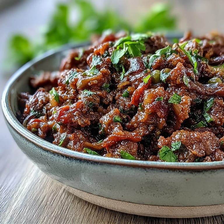 A hearty Venison Keema Curry served alongside warm naan bread for dipping.