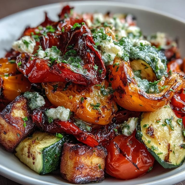 Colorful tray of mediterranean greek vegetables garnished with parsley and olives, ready for serving.