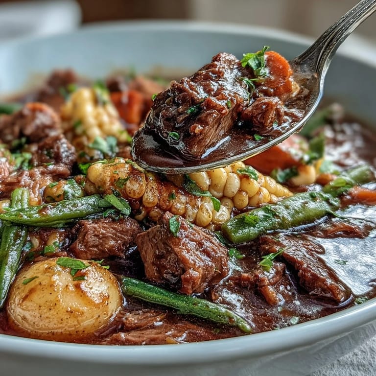 Hearty Kentucky Derby Burgoo Stew, a rich Southern favorite, packed with meats and vegetables.