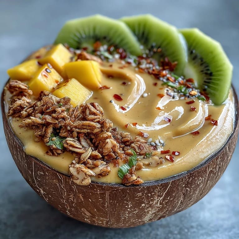 A refreshing Mango Chili Lime Smoothie Bowl, a healthy and colorful breakfast delight.
