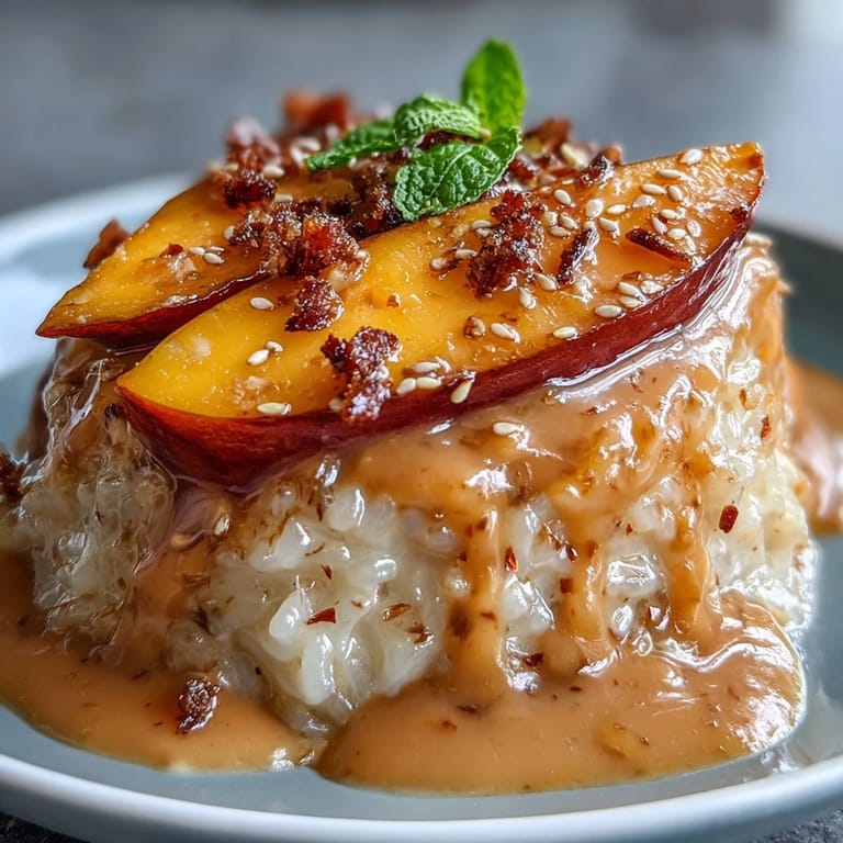 Delicious Thai Mango Sticky Rice Cups topped with ripe mango slices.