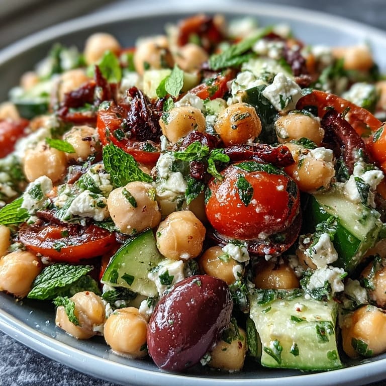 Mediterranean Chickpea Salad, a bright and flavorful dish perfect for a quick lunch.