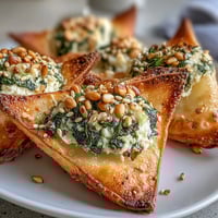 Golden baked Mediterranean Spinach and Feta Cheese Crisps in a mini muffin tin, brimming with creamy feta and wilted spinach.