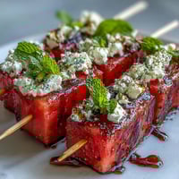 Watermelon Feta Mint Skewers