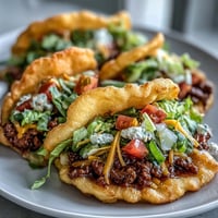 Fluffy cloud bread tacos filled with savory seasoned beef and fresh toppings.